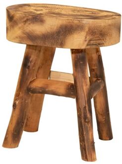 Mega Collections Zit krukje/bijzet stoel - hout - lichtbruin - D29 x H35 cm - Voor kinderen - Krukjes