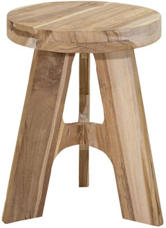 Mega Collections Zit krukje - bijzet stoeltje - Decowood - lichtbruin - D30 x H40 cm - rond - luxe uitvoering