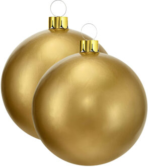 Mega grote decoratie kerstbal - 2x - 65 cm - goud - opblaasbaar