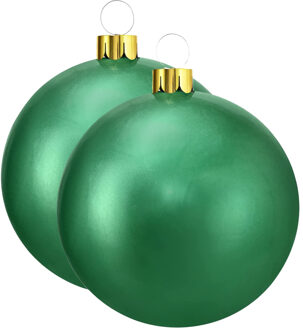 Mega grote decoratie kerstbal - 2x - 65 cm - groen - opblaasbaar