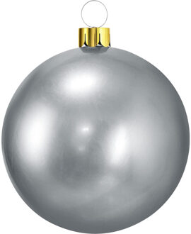 Mega grote decoratie kerstbal - 45 cm - zilver - opblaasbaar
