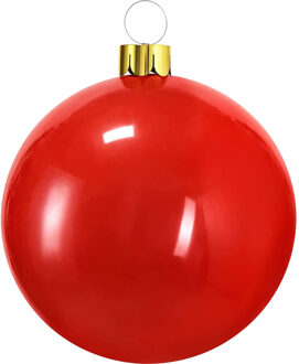 Mega grote decoratie kerstbal - 65 cm - rood - opblaasbaar