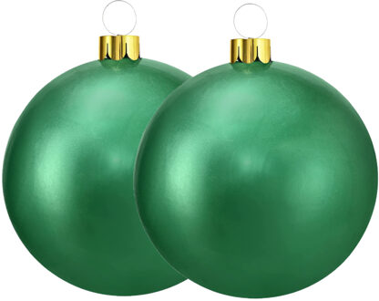 Mega grote decoratie kerstballen - 2x st- 45 cm - groen - opblaasbaar