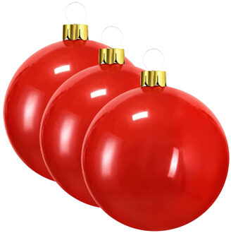 Mega grote kerstballen - 3x - opblaasbaar - D45 cm - rood - decoratie - kerstversiering
