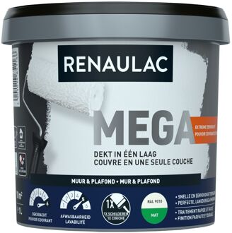 Méga Muurverf - Mat - Ral9010 - 1l