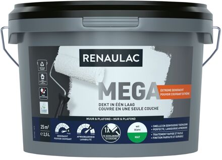 Méga Muurverf - Mat - Wit - 2,5l