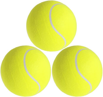 Mega tennisbal XXL - 3x - geel - 22 cm - grote tennisballen - speelgoed/sportartikelen