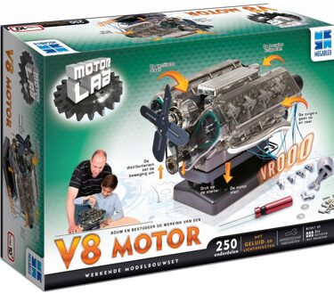 Megableu Bouwmodelset Motor Lab: V8 Motor 250-delig