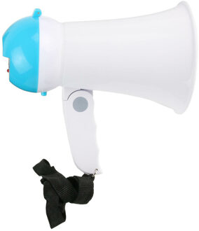 Megafoon - mini model - kunststof - 16 x 10 cm - wit/blauw - aandacht / supporters