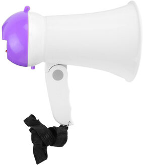 Megafoon - mini model - kunststof - 16 x 10 cm - wit/paars - aandacht / supporters