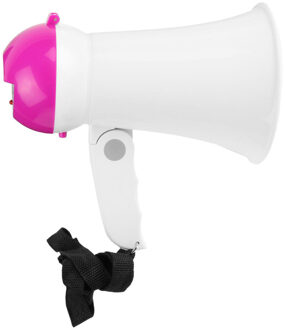 Megafoon - mini model - kunststof - 16 x 10 cm - wit/roze - aandacht / supporters