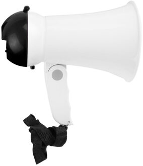 Megafoon - mini model - kunststof - 16 x 10 cm - wit/zwart - aandacht / supporters