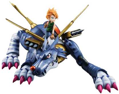 Megahouse Digimon Adventure Precious G.E.M. Series PVC Statue Metal Garurumon & Ishida Yamato 30 cm