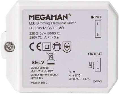Megaman Led-driver voor Rico HR, dimbaar, 12 W wit