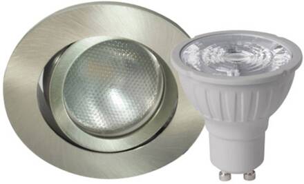 Megatron DecoclicSet inbouwspot GU10 5,2W ijzer geborsteld ijzer