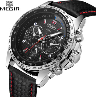 MEGIR Watches Men's Quartz Wrist Watches Top Brand Luxury Male Fashion Casual Luminous Waterproof Clock Leather Watch Hot 1010
