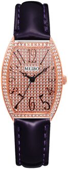 Meibo Mode Kunstmatige Materiaal Band Dames Pin Gesp Quartz Horloge Rvs Mesh Quartz Atch Relogio Masculino paars