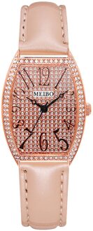 Meibo Mode Kunstmatige Materiaal Band Dames Pin Gesp Quartz Horloge Rvs Mesh Quartz Atch Relogio Masculino roze