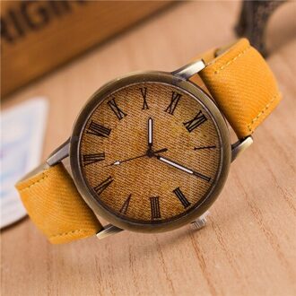 Meibo Quartz Heren Casual Horloges Lederen Band Houten Kleur Polshorloge Heren Dames Horloge geel