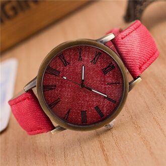 Meibo Quartz Heren Casual Horloges Lederen Band Houten Kleur Polshorloge Heren Dames Horloge rood