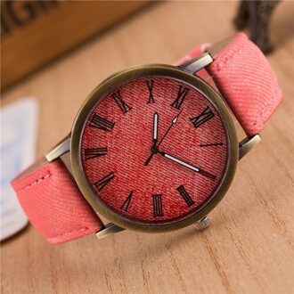 Meibo Quartz Heren Casual Horloges Lederen Band Houten Kleur Polshorloge Heren Dames Horloge roze