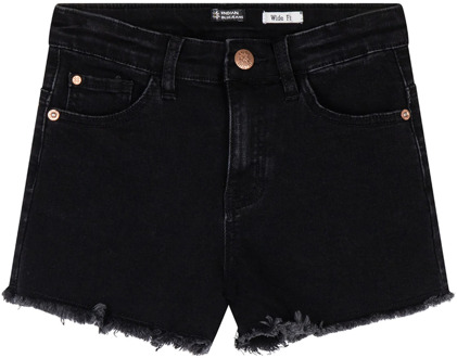 Meiden korte jeans high waist Zwart - 146