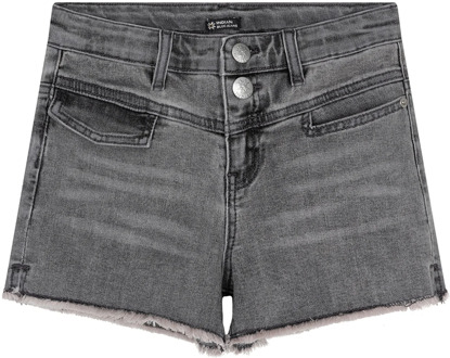 Meiden korte jeans short pocket grey denim Grijs - 140