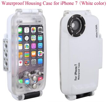 Meikon EasyDive 40 m/130ft Waterdichte Onderwater Behuizing Case voor iPhone 7 Wit Waterdichte Onderwater Case iphone 7