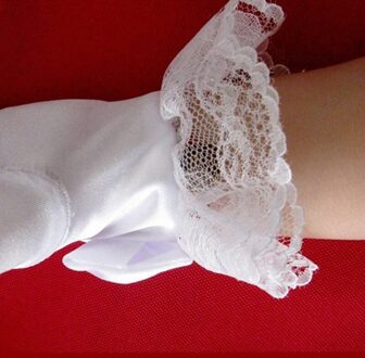 Meisje Accessoires Party Wedding Volledige Vinger Bescherming Kids Witte Bruid Communie Kanten Handschoenen