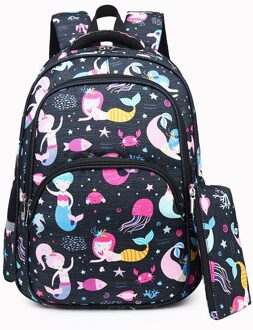 Meisje Afdrukken Primaire Boekentas Waterdicht School Rugzakken Voor Meisjes Kids School Tassen Kinderen Cadeau Mochila zwart