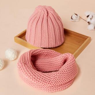 Meisje Beanie Warme Gebreide Muts En Sjaal Set Kinderen Winter Haak Hoeden Caps Voor Jongens Kids TD327 roze