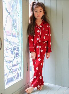 Meisje Jongen Lange Mouw Polka Dot Pyjama Sets. Peuter Kids Unisex Rode Stippen Pyjama Set Slaap Loungewear. Kinderkleding L Height 115-125cm