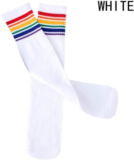 Meisje Jongen Regenboog Gestreepte Sportsokken Kniehoge Lange Sok Voetbal Running Sokken Voor Kids WT / 42CM