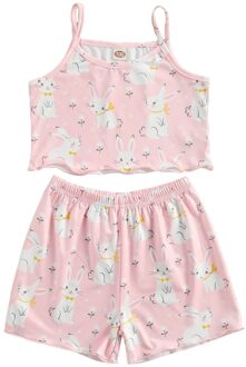 Meisje Kleding Set, Leuke Cartoon Print Mouwloze Sling Tops En Shorts Twee Stuk Pak Voor Partij