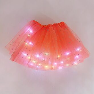 Meisje Led Mini Rok Licht Up Tutu Gloeiende Rok Glitter Ster Ballet Minirok Lichtgevende Party Kostuum Bruiloft Kids B07-oranje Skirt