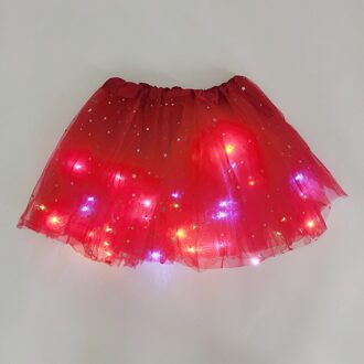 Meisje Led Mini Rok Licht Up Tutu Gloeiende Rok Glitter Ster Ballet Minirok Lichtgevende Party Kostuum Bruiloft Kids B09-rood Skirt