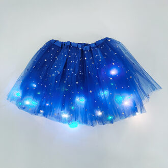 Meisje Led Mini Rok Licht Up Tutu Gloeiende Rok Glitter Ster Ballet Minirok Lichtgevende Party Kostuum Bruiloft Kids B12-koninklijk blauw Skirt