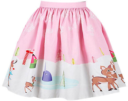 Meisje Rok Kerst Rok Tiener Kids Meisje 3D Print Festival Prinses Rok Kleding party rok voor kinderen meisje ropa niña Roze / M