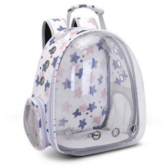Meisje Rugzakken Kat Outdoor Transparante Tas Ontluchting Gat Astronaut Space Capsule Puppy Reizen Krat Kooi Rugzak wit little ster