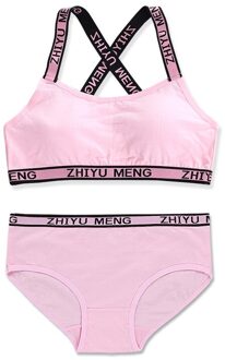 Meisjes Bh Set Meisjes Borstband Schoonheid Terug Driehoek Katoen 12 Junior High School Studenten 16-Jaar-Oude borst Gewikkeld Studenten Roze