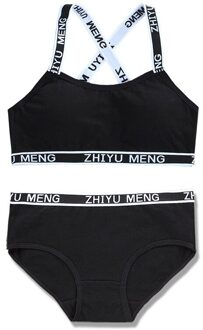 Meisjes Bh Set Meisjes Borstband Schoonheid Terug Driehoek Katoen 12 Junior High School Studenten 16-Jaar-Oude borst Gewikkeld Studenten zwart