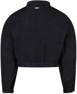 meisjes blouse Black denim - 116-122