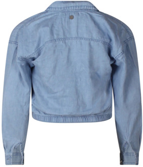 meisjes blouse Bleached denim - 104-110