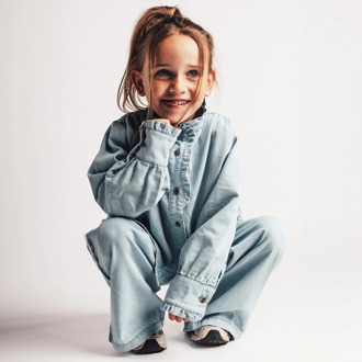 meisjes blouse Bleached denim - 122-128