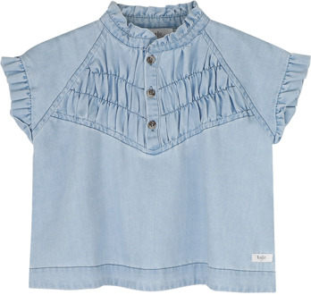 meisjes blouse Bleached denim - 122-128