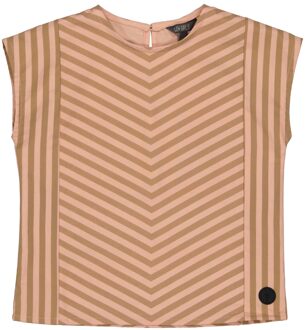 Meisjes blouse - Eleke - Taupe streep - Maat 98