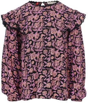 Meisjes blouse print - Herfst bloemen - Maat 110