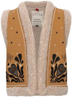 Meisjes gilet boho - Oker geel - Maat 116/122