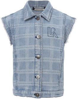 Meisjes gilet denim - Geruit - Maat 140