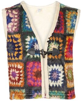 Meisjes gilet - Plum - Multi color - Maat 158/164